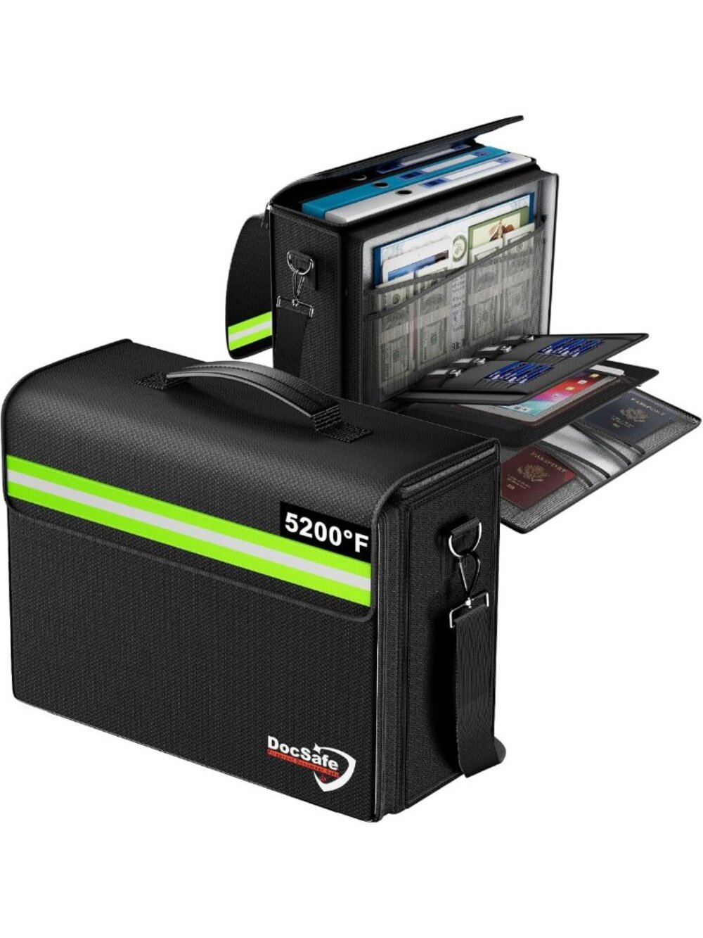 Fireproof & Water-Resistant Document Bag, Large File Organizer with Pockets